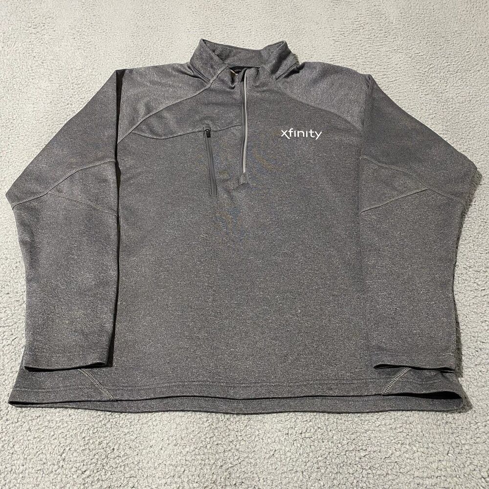 Xfinity Sweatshirt Mens 2XL XXL Gray 1/4 Zip Fleece Lined Pullover Logo Employee